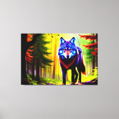 Wolf Bright Forest Animal Neon Dawn Wild Leinwanddruck (Vorderseite)