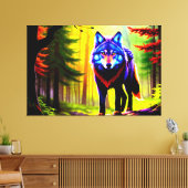 Wolf Bright Forest Animal Neon Dawn Wild Leinwanddruck (Insitu (Wohnzimmer))