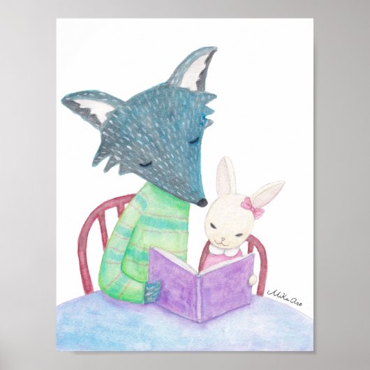 Wolf Bunny Poster Kinderzimmer Lugano Gestern und (Vorne)