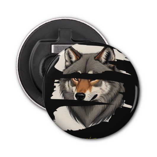 Wolf Button Flaschenöffner (Vorderseite)
