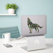 Wolf-Camouflage-Sticker Aufkleber (Laptop auf Schreibtisch)