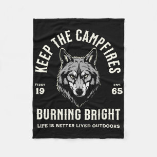 Wolf Camping Wandern Outdoor Wanderweg Campfir Fleecedecke