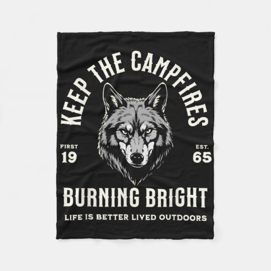 Wolf Camping Wandern Outdoor Wanderweg Campfir Fleecedecke (Vorderseite)