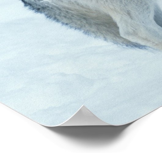 Wolf (Canis lupus) im Winter Poster (Ecke)