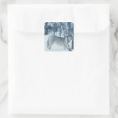 Wolf (Canis lupus) im Winter Quadratischer Aufkleber (Tasche)
