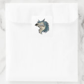 Wolf Cartoon Quadratischer Aufkleber (Tasche)