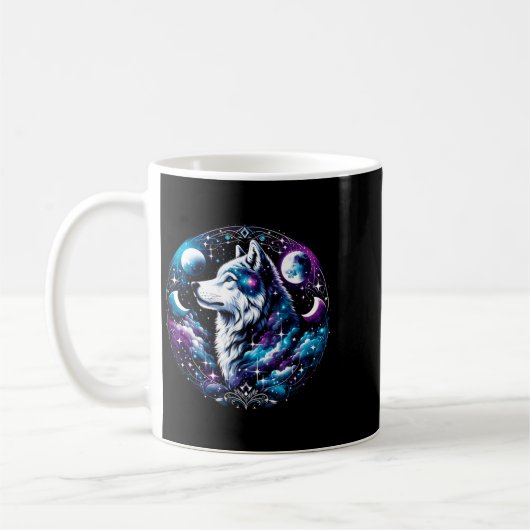 Wolf Celestial Dream Night Howling Moon Funny Wolv Kaffeetasse (Links)
