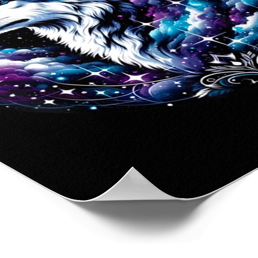 Wolf Celestial Dream Night Howling Moon Funny Wolv Poster (Ecke)