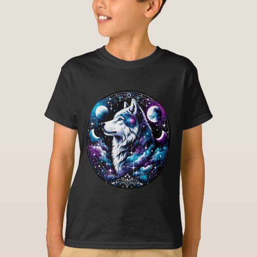 Wolf Celestial Dream Night Howling Moon Funny Wolv T-Shirt (Vorderseite)