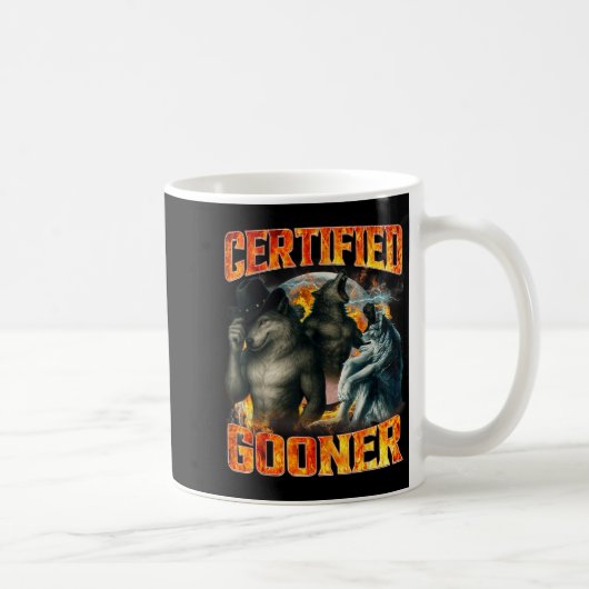 Wolf Certified Gooner Funny Bootleg Meme Dad Papa  Kaffeetasse (Rechts)