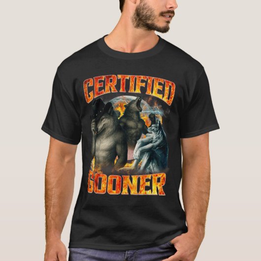 Wolf Certified Gooner Funny Bootleg Meme Dad Papa  T-Shirt (Vorderseite)