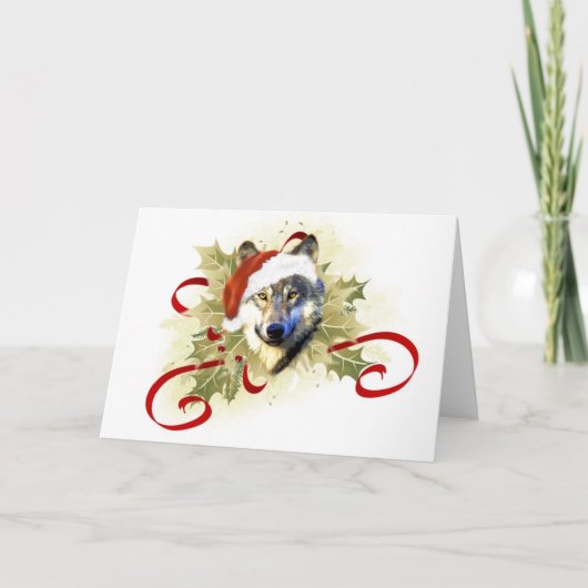 Wolf Christmas Cards Feiertagskarte (Vorderseite)