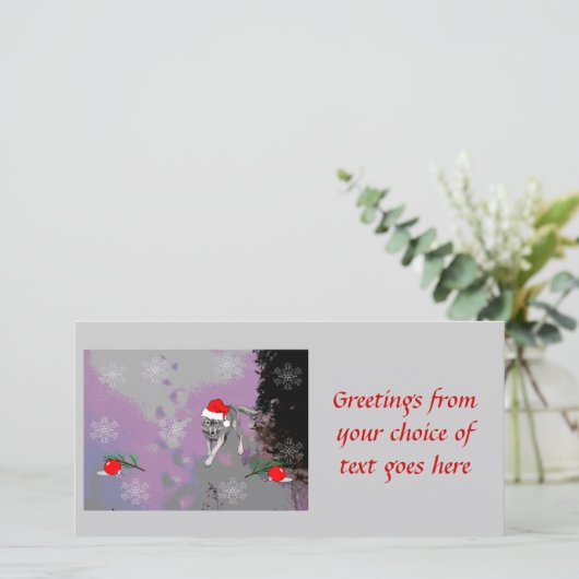 Wolf Christmas Feiertagskarte (Stehend Vorderseite)