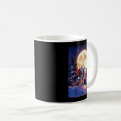 Wolf Christmas Funny 3 Wolf Howling Moon Santa Hat Kaffeetasse (VorderseiteRechts)