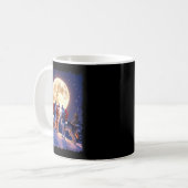 Wolf Christmas Funny 3 Wolf Howling Moon Santa Hat Kaffeetasse (Vorderseite Links)