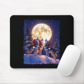 Wolf Christmas Funny 3 Wolf Howling Moon Santa Hat Mousepad (Mit Mouse)
