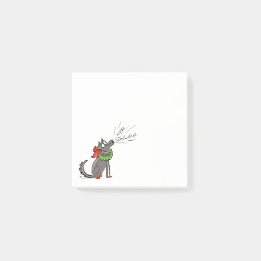Wolf Christmas Funny Cute Kids Post-it Klebezettel (Vorderseite)