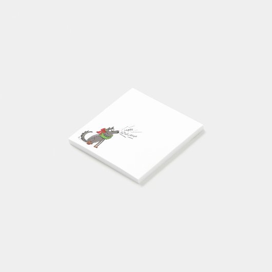 Wolf Christmas Funny Cute Kids Post-it Klebezettel (angewinkelt)