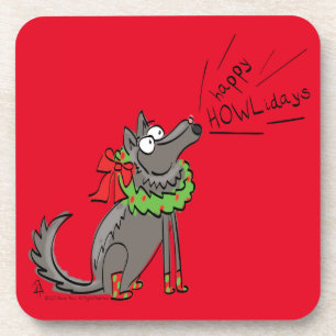 Wolf Christmas Funny Niedlich Kids Getränkeuntersetzer