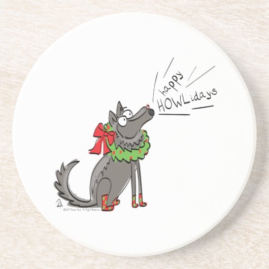 Wolf Christmas Funny Niedlich Kids Getränkeuntersetzer (Vorne)