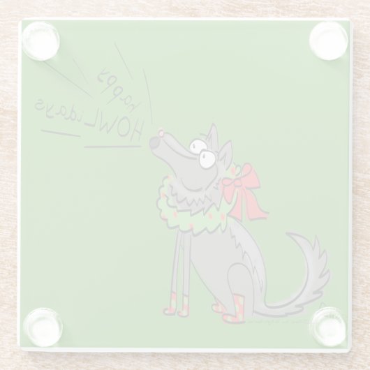Wolf Christmas Funny Niedlich Kids Glasuntersetzer (Rückseite)