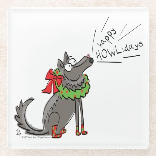 Wolf Christmas Funny Niedlich Kids Glasuntersetzer (Vorderseite)