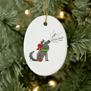 Wolf Christmas Funny Niedlich Kids Keramik Ornament