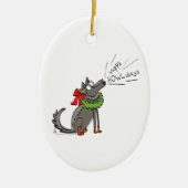 Wolf Christmas Funny Niedlich Kids Keramik Ornament (Vorne)