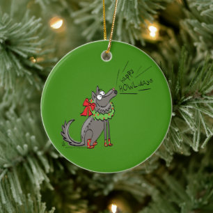 Wolf Christmas Funny Niedlich Kids Keramik Ornament