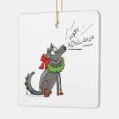 Wolf Christmas Funny Niedlich Kids Keramikornament (Links)