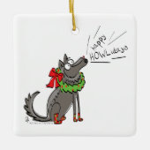 Wolf Christmas Funny Niedlich Kids Keramikornament (Vorderseite)