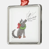 Wolf Christmas Funny Niedlich Kids Ornament Aus Metall (Links)
