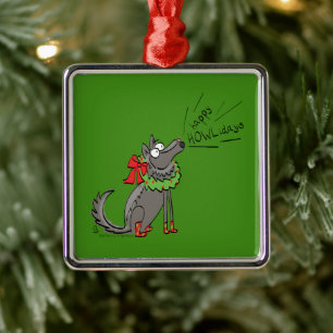 Wolf Christmas Funny Niedlich Kids Ornament Aus Metall