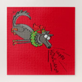 Wolf Christmas Funny Niedlich Kids Puzzle (Horizontal)