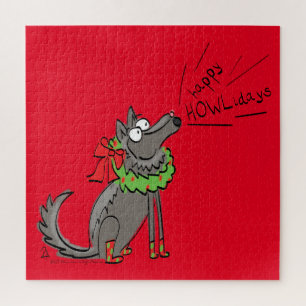 Wolf Christmas Funny Niedlich Kids Puzzle
