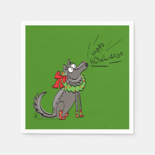 Wolf Christmas Funny Niedlich Kids Serviette