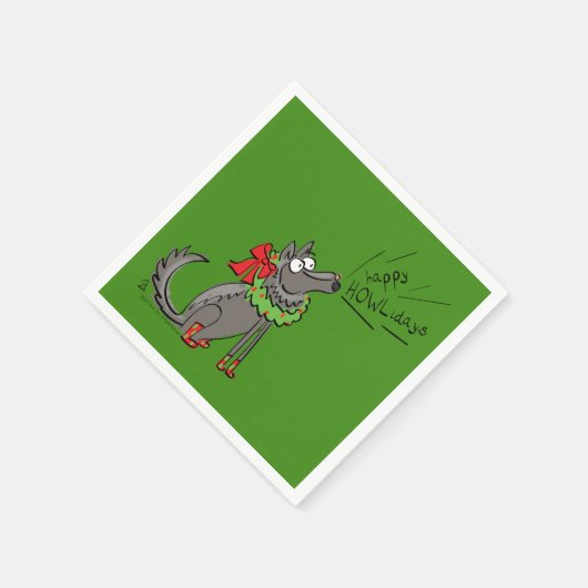 Wolf Christmas Funny Niedlich Kids Serviette (Ecke)