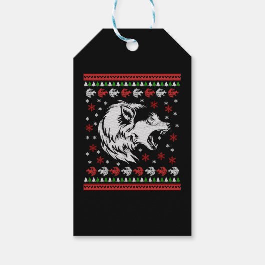 Wolf Christmas Geschenkanhänger (Vorderseite)