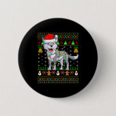 Wolf Christmas Lights Funny Santa Ugly Sweaters Cu Button (Vorderseite)