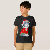Wolf Christmas Lights Santa Costume Cute Animal Xm T-Shirt (Vorne ganz)