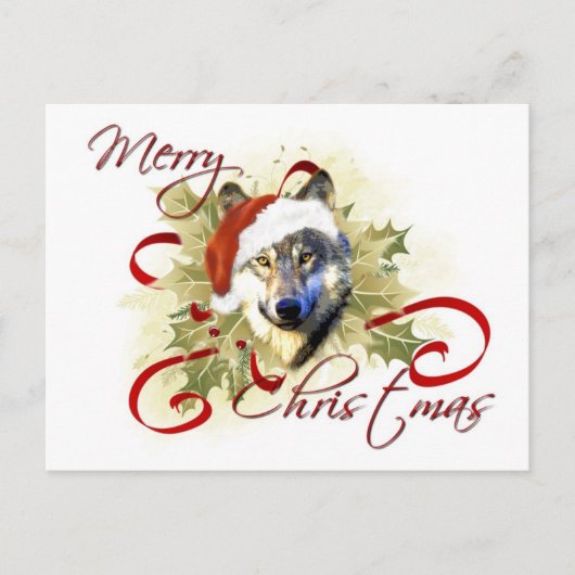 Wolf Christmas Postcards Feiertagspostkarte (Vorderseite)