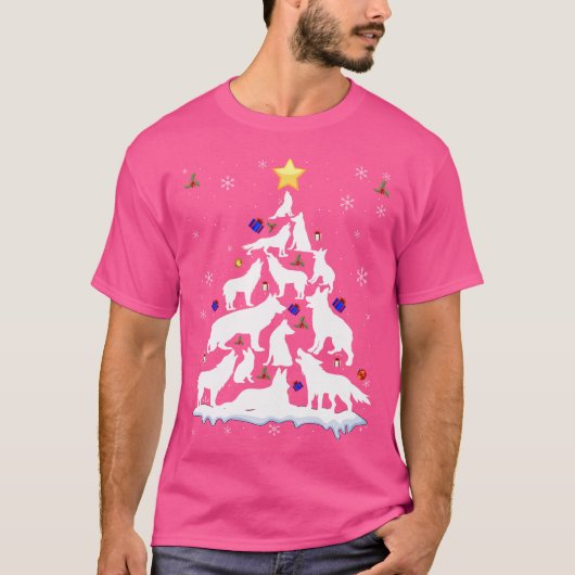 Wolf Christmas Tree Funny Christmas Animals Lover T-Shirt (Vorderseite)
