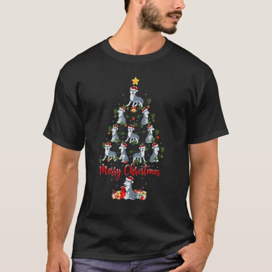Wolf Christmas Tree Lights Wolf Xmas T-Shirt (Vorderseite)