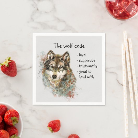 Wolf Code Inspiration Wasserfarbe Wildtier Serviette (Beispiel)