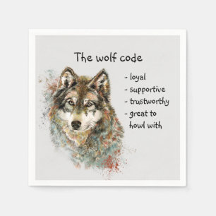 Wolf Code Inspiration Wasserfarbe Wildtier Serviette