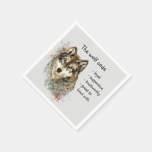 Wolf Code Inspiration Wasserfarbe Wildtier Serviette (Ecke)