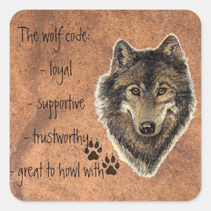 Wolf Code Quote, Wolves Animal Quadratischer Aufkleber