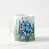 Wolf Coffee Tasse | Farbiger Watercolor Wolf (Vorderseite Links)