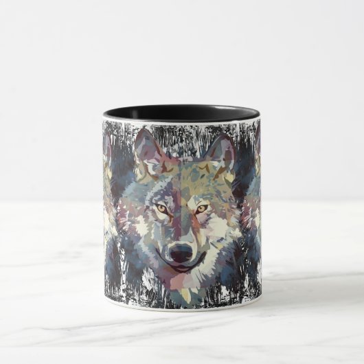 Wolf Coffee Tasse - Retro Wolf Polygon (Zentrum)