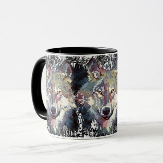Wolf Coffee Tasse - Retro Wolf Polygon (Vorderseite Links)